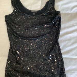 Express Shimmering Black Sequin Top